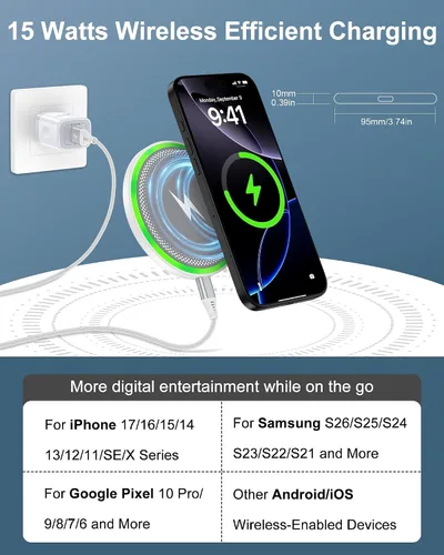 Miniatura 2 de Cargador inalámbrico Pixel 10 Pro XL para Android con carga rápida para Google Pixel 10 9 Pro Xl 8 8a 7, almohadilla de carga inalámbrica de 15 W