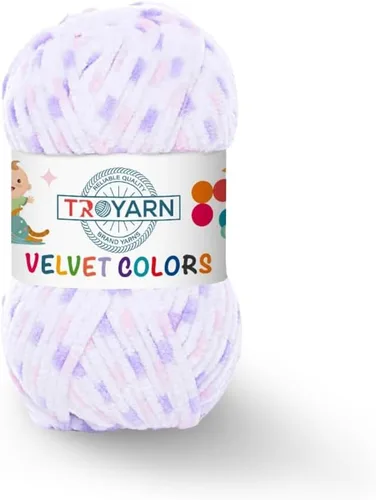 Miniatura 35 de TROYARN Hilo de lana de terciopelo en colores (paquete de 3 madejas) Chenille para manta Amigurumi, hilo para crochet y punto súper voluminoso 3x100