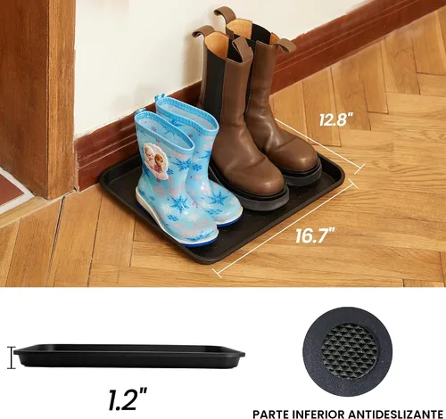 Miniatura 2 de WATANIYA PET Bandeja de botas para entrada en interiores, bandeja resistente para zapatos, 2 paquetes, 16.7 x 12.8 pulgadas, bandejas impermeables