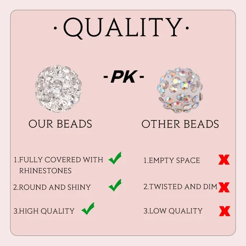 Miniatura 4 de 100 cuentas de diamantes de imitación de 0.394 pulgadas para la fabricación de joyas, 10 cuentas redondas brillantes de discoteca de Shamballa