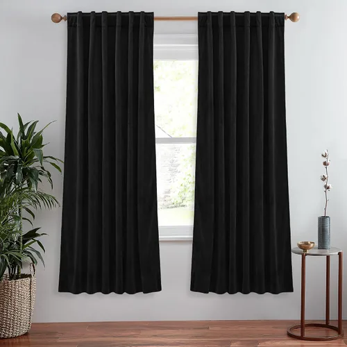 Miniatura 68 de StangH Cortinas de terciopelo súper suaves con pestaña trasera, cortinas azul marino para puerta corredera, decoración de lujo, cortinas opacas