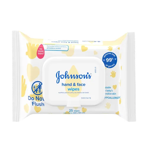 Miniatura 10 de Johnson's Baby Toallitas limpiadoras desinfectantes para bebés de mano y cara para viajes y sobre la marcha, no más lágrimas, sin parabenos ni