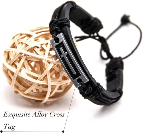 Miniatura 2 de LNKRE JEWELRY Pulsera cruzada de cuero de moda religiosa cristiana ajustable