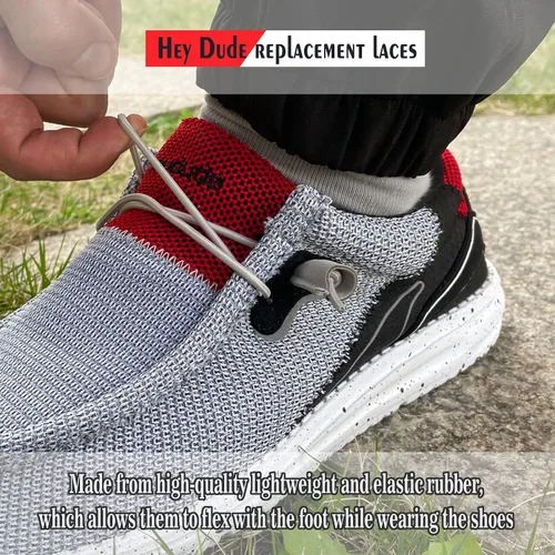 Miniatura 3 de Cordones elásticos de repuesto para Hey Dude - Cordones elásticos sin atar, cuerdas redondas, 2 pares