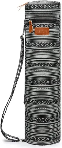 Bolsa de lona para esterilla de yoga con correa ajustable y bolsillos, bolsa de gimnasio de viaje con cierre completo para mujeres y hombres, se