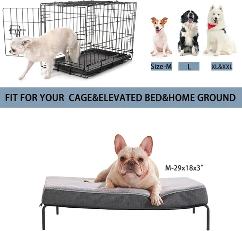 Miniatura 9 de Cama ortopédica de espuma viscoelástica para perros, camas refrescantes para perros medianos, camas lavables para mascotas para jaula con funda