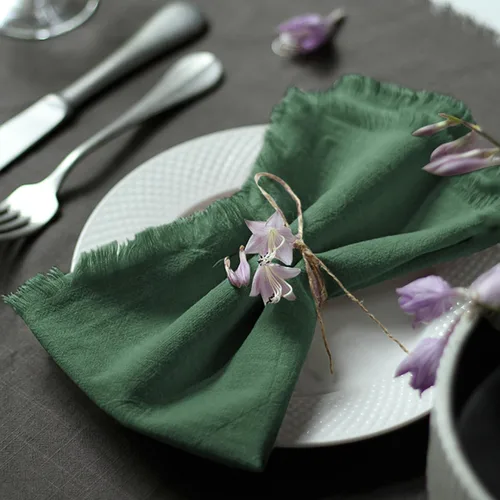 Miniatura 12 de Servilletas de tela hechas a mano 100% de algodón con flecos, delicadas servilletas de tela hechas a mano para cenas, fiestas, bodas y más, 18 x 18