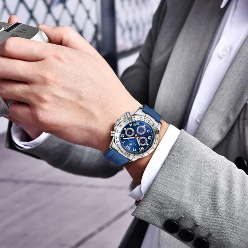 Miniatura 4 de AKNIGHT Men Watch Watch for Men Chronograph Analog Quartz Waterproof Wrist Watches Fashion Business Classic Watch, Easy Read Dress Watch Auto Date