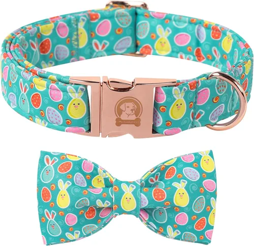 Miniatura 26 de MR. CHUBBYFACE· Collar de Pascua para perro de conejo con lazo, collar ajustable para mascotas con corbatín para perros pequeños, medianos y grandes