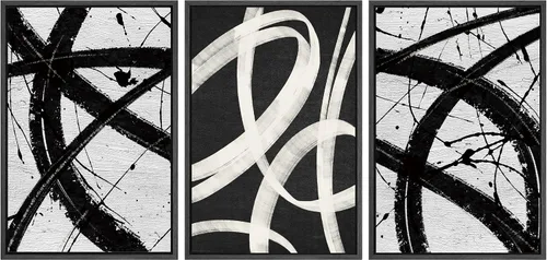Miniatura 549 de SIGNWIN Lienzo enmarcado para pared, arte con pinceladas de flujo neutro en tonos beige abstractos, ilustraciones, arte moderno, decorativo