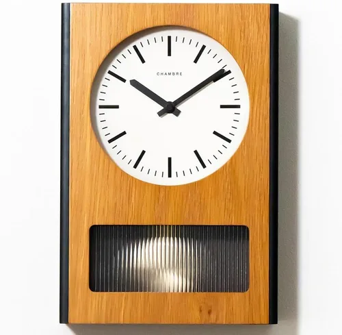 Miniatura 13 de Reloj de pared con péndulo, reloj de escritorio japonés hecho a mano con madera maciza de haya, roble y nogal, sin tictac, funciona
