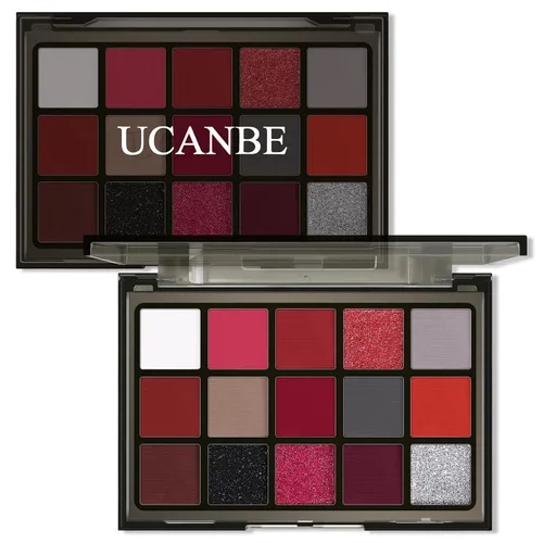 Miniatura 20 de UCANBE Paleta de sombra de ojos ahumada en negro, 15 colores de sombras de ojos oscuras brillantes mate metálicas, kit de sombras de ojos altamente