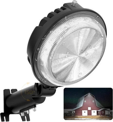 Luz LED de granero, 150 W, 20000 lúmenes, luces de área de patio, iluminación al aire libre del atardecer al amanecer, con fotocélula mejorada, Luz