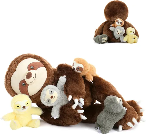 Miniatura 20 de Tezituor Juego de 5 lagartos de peluche realistas con bebés, 26.4 pulgadas, gran peluche de dragón barbudo, juguete de juguete para niños