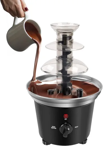 Miniatura 5 de Máquina de fuente de chocolate, calentador de máquina de inmersión de plástico para derretir chocolate, fuente de queso de torre de 3 niveles, mini