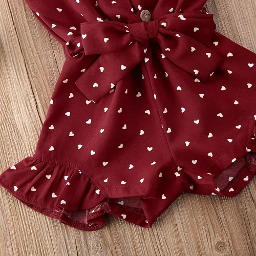Miniatura 5 de Enterizo con tirantes y estampado de corazón para bebé y niña pequeña, ropa de vacaciones, traje de verano para niños