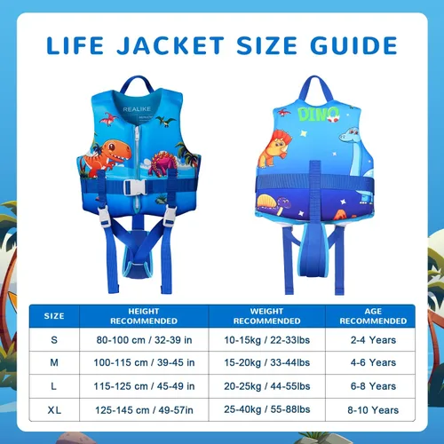 Miniatura 3 de REALIKE Chaleco de Natación para Niños Flotadores para Niños Pequeños Correa de Seguridad Ajustable Ayudas de Natación para Niños Pequeños Niños