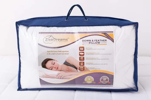 Miniatura 4 de Luxury Collection - Almohada de plumón y plumas, hipoalergénica, extra alta para un mejor soporte para la cabeza y el cuello, 100% algodón de doble