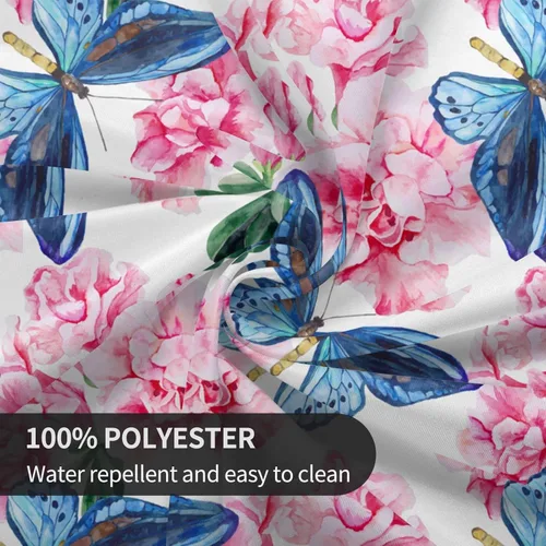 Miniatura 8 de Gianlaima Mantel redondo de primavera con diseño de mariposa azul azalea rosa, impermeable, lavable, para el hogar, restaurante, cocina, picnic