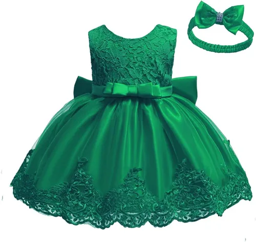 Miniatura 21 de Vestidos de encaje para concursos de niñas bebés de 0-2 años, vestido bordado para fiestas con diadema