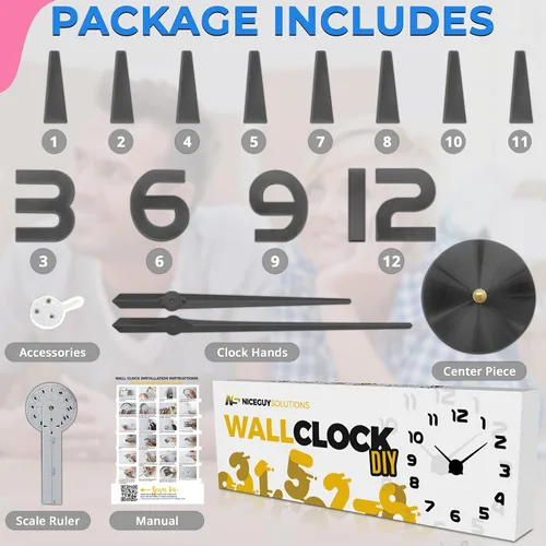 Miniatura 3 de Reloj de pared DIY, cronometrador analógico sin marco estilo 3D para el hogar, sala de estar, dormitorio, oficina, decoración moderna de la casa a