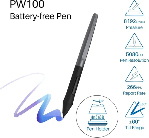 Miniatura 4 de HUION Inspiroy H950P - Tableta de dibujo digital de 8 x 5 pulgadas con lápiz sin batería, 8192 presión de bolígrafo, inclinación, 8 teclas de acceso