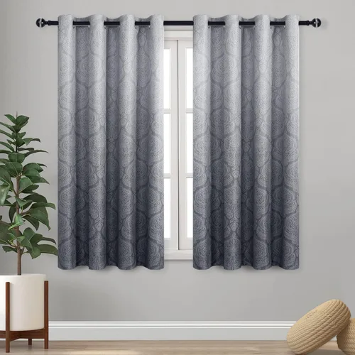 Miniatura 37 de DWCN - Cortinas blackout para dormitorio, diseño de damasco con aislamiento térmico y ojales, para sala de estar, juego de 2 paneles de cortina Gris