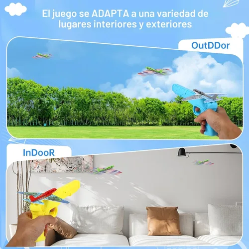 Miniatura 4 de Manmel Paquete de 12 lanzadores de aviones para niños, 2 lanzadores y 10 planeadores de espuma, juguetes voladores para interiores y exteriores