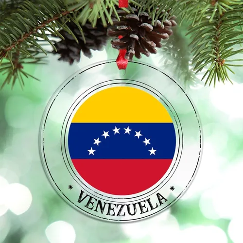 Bandera de Venezuela, decoración para árbol de Navidad, recuerdo de la ciudad del país de Venezuela, adornos de Navidad personalizados, adornos de