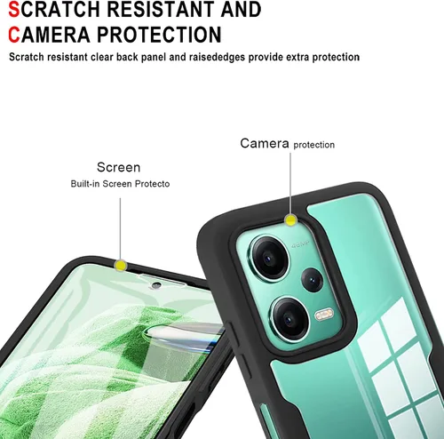 Miniatura 3 de CCSamll - Funda transparente para Xiaomi Redmi Note 12 5G con protector de pantalla, delgada, a prueba de golpes, suave TPU parachoques protección