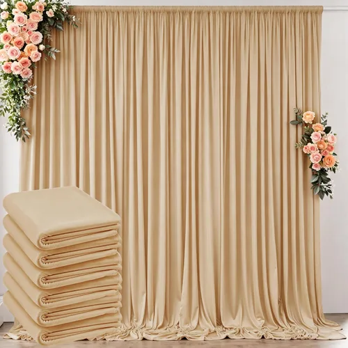 Miniatura 29 de Cortinas de telón de fondo blanco de 30 pies x 8 pies para fiestas de boda, 6 paneles de 5 pies x 8 pies, cortinas de fotografía de poliéster sin