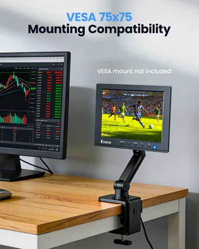 Miniatura 8 de Eyoyo Monitor de cámara de seguridad de 8 pulgadas, 1024 × 768 4:3 mini pantalla LCD CCTV Monitores pantalla con HDMI VGA BNC AV USB, monitor