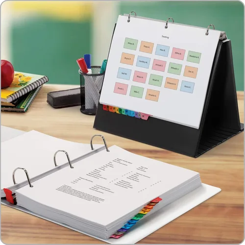 Miniatura 5 de Cardinal Separadores de pestañas A-Z para carpetas de 3 anillas, página de tabla de contenido personalizable con pestañas multicolor A-Z, 3