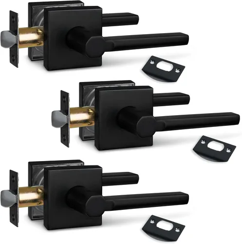 Miniatura 69 de NEWBANG Palanca de puerta de cama/baño para privacidad Baño e interior Manija de cerradura de puerta en negro mate envejecido, HD1601-DB-BK-1P