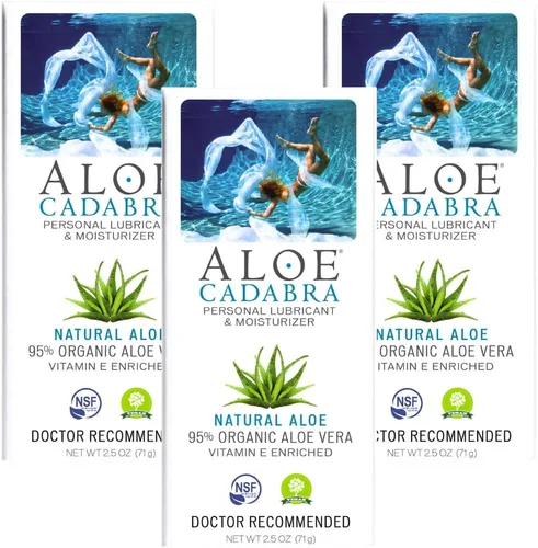 Aloe Cadabra Lubricante personal a base de agua natural e hidratante vaginal, lubricante de aloe orgánico, sin manchas, pH equilibrado (sin perfume,