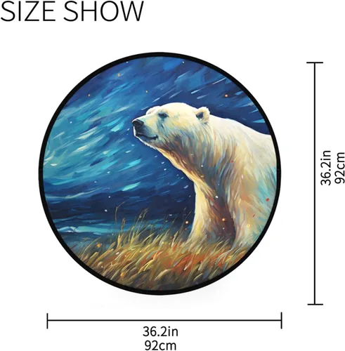 Miniatura 3 de Vnurnrn Alfombra redonda con diseño de oso de pintura, 3 pies, para interiores, alfombra circular para sala de estar, puerta, entrada, dormitorio