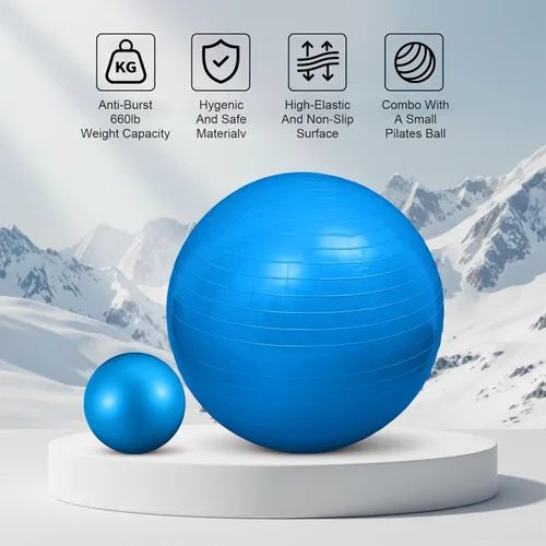 Miniatura 3 de Kifmurase 2 pelotas de yoga, bolas de ejercicio antiestallido de 25 pulgadas de grosor para entrenamiento y estabilidad, equipo de pelota