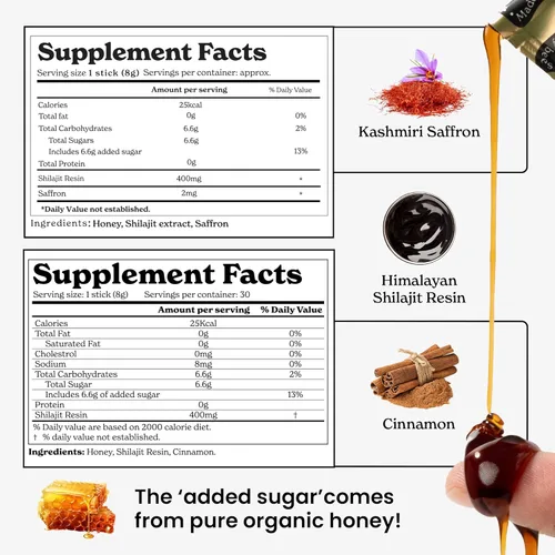 Miniatura 2 de Better Alt Paquete de 2 palitos de shilajit puro del Himalaya (clásico + sabor a canela) Shilajit fácil de consumir, refuerzo de energía y apoyo