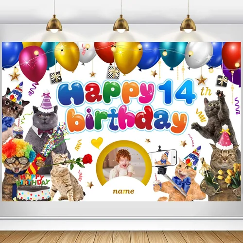 Miniatura 13 de Cartel personalizado de decoración de cumpleaños con temática de baloncesto de 14 años, pancarta de tela personalizada para suministros de fiesta