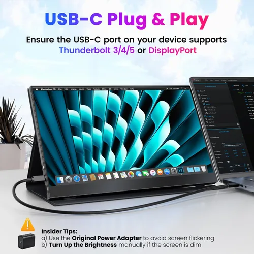 Miniatura 2 de Upperizon Monitor portátil de 14 pulgadas 4K 3840X2400 100000:1 100% DCI-P3 OLED HDMI USB-C Monitor de viaje para laptop, MacBook, PC, Surface PS5