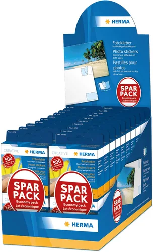HERMA 9370 Photo Tapes, Pack of 20,000 Double-Sided Self-Adhesive Tapes for Albums, Scrapbooks, Guest Books, Adhesive Pads in Dispenser Box, White