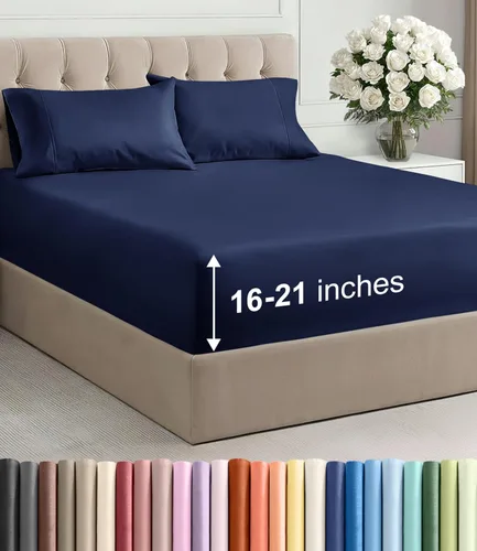 Miniatura 45 de Sábanas King divididas con bolsillos extra profundos, sábanas transpirables y refrescantes de 5 piezas, sábanas de lujo para hotel, suaves, sin 25