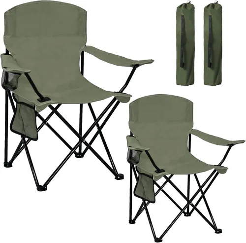 Miniatura 8 de Silla de camping plegable con soporte para tazas, capacidad de 225 libras, silla plegable portátil con grandes pies anti-hundimiento, tela