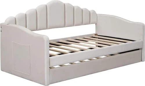 Miniatura 6 de Bellemave Cama diurna tamaño twin con nido para adultos, niños, niñas, adolescentes, camas diurnas con nido para sala de estar, terciopelo, beige