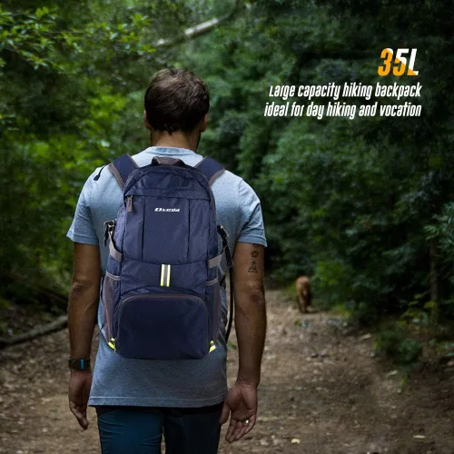 Miniatura 6 de Mochila plegable ligera de 35L impermeable duradera para senderismo mochila de viaje Azul marino