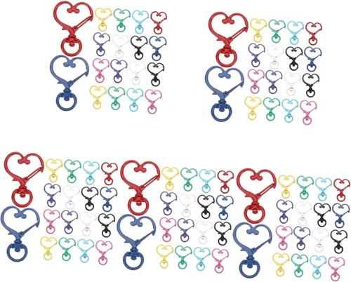100 llaveros de corazón de durazno para manualidades, llavero de amor, llavero, clip, llavero a granel, clip de resorte, broche de presión, en forma