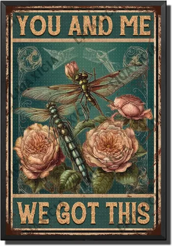Miniatura 20 de LIUAXICIA Letreros divertidos de metal con texto en inglés «Into The Forest I go to Lose My Mind and Free My Soul Dragonfly», decoración de pared