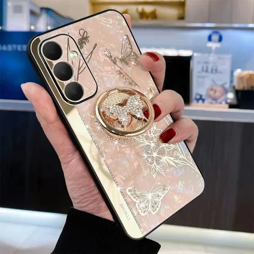 Miniatura 3 de Changjia Funda con función atril para Samsung Galaxy A15 5G, bonita funda con purpurina 3D con diamantes de imitación de mariposa con diamantes