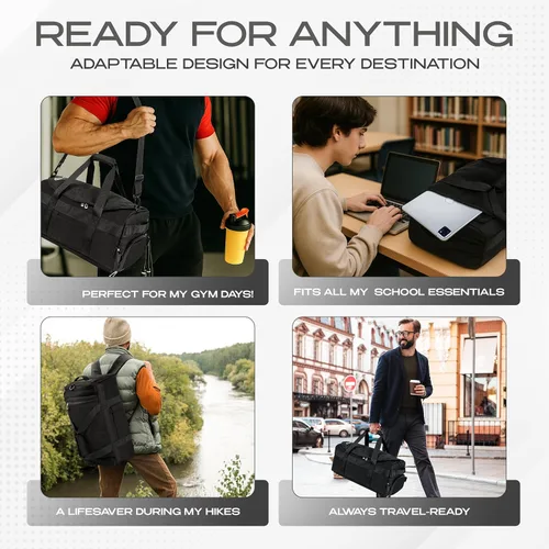 Miniatura 6 de Mochila táctica 3 en 1 para hombres y mujeres, mochila de viaje con soporte para tazas, compartimento para zapatos y laptop con ventilación