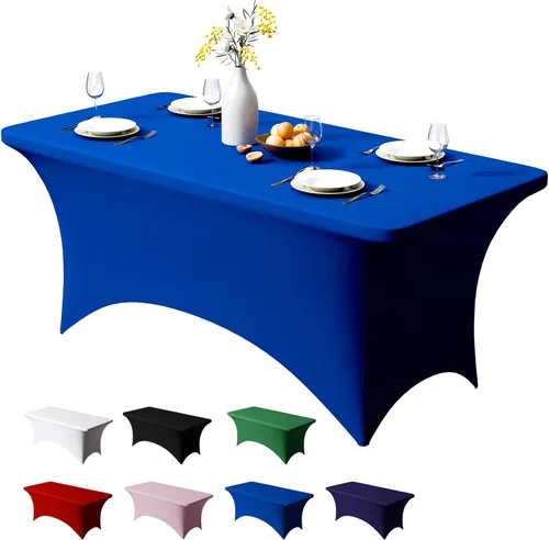 Miniatura 8 de Trlyc Paquete de 1 mantel rectangular de elastano de 4 pies – 48 x 30 pulgadas, resistente a las arrugas, para bodas, fiestas, banquetes, picnic